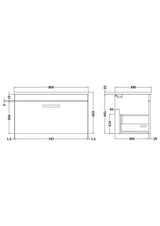 Modern Splash 800mm 1 Drawer Wall Hung Vanity Unit With Bellato Grey Worktop