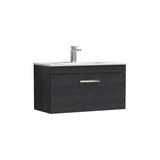 Modern Splash 800mm Charcoal Black 1 Drawer Wall Hung Vanity Unit With Minimalist Basin
