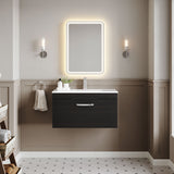 Modern Splash 800mm Charcoal Black 1 Drawer Wall Hung Vanity Unit With Minimalist Basin