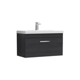 Modern Splash 800mm Charcoal Black 1 Drawer Wall Hung Vanity Unit With Thin Edge Basin