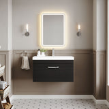 Modern Splash 800mm Charcoal Black 1 Drawer Wall Hung Vanity Unit With Thin Edge Basin
