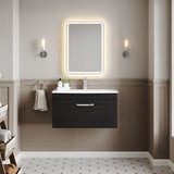 Modern Splash 800mm Charcoal Black 1 Drawer Wall Hung Vanity Unit With Curved Basin