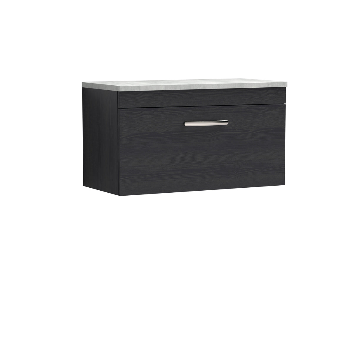 Modern Splash 800mm Charcoal Black 1 Drawer Wall Hung Vanity Unit With Bellato Grey Worktop