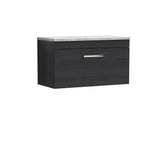 Modern Splash 800mm Charcoal Black 1 Drawer Wall Hung Vanity Unit With Bellato Grey Worktop