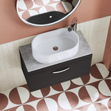 Modern Splash 800mm Charcoal Black 1 Drawer Wall Hung Vanity Unit With Bellato Grey Worktop