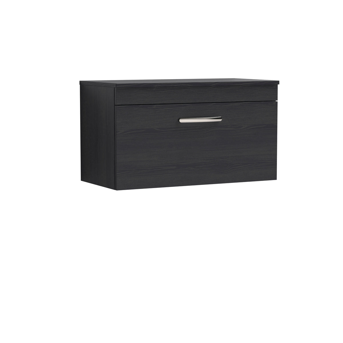 Modern Splash 800mm Charcoal Black 1 Drawer Wall Hung Vanity Unit With Co-ordinating Worktop
