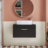 Modern Splash 800mm Charcoal Black 1 Drawer Wall Hung Vanity Unit With Co-ordinating Worktop