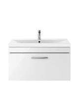 Modern Splash 800mm Gloss White 1 Drawer Wall Hung Vanity Unit With Mid-Edge Basin