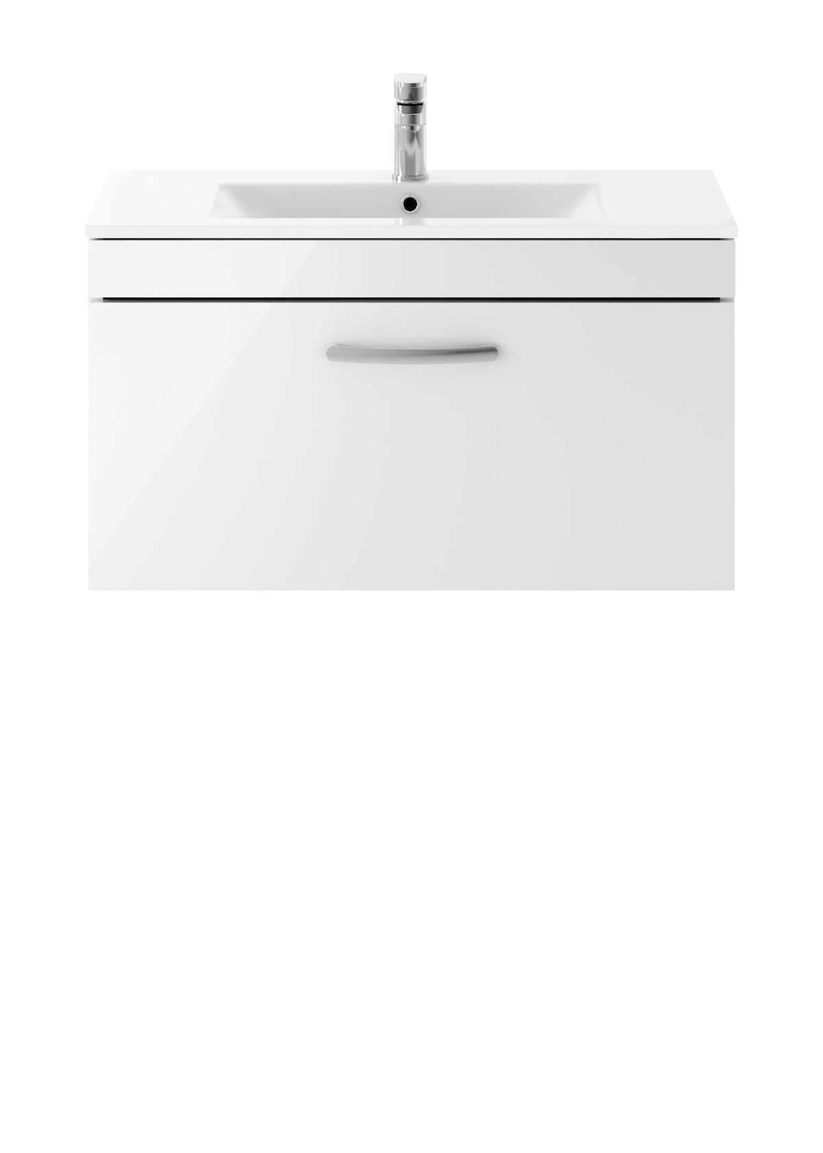 Modern Splash 800mm Gloss White 1 Drawer Wall Hung Vanity Unit With Minimalist Basin