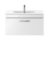 Modern Splash 800mm Gloss White 1 Drawer Wall Hung Vanity Unit With Minimalist Basin