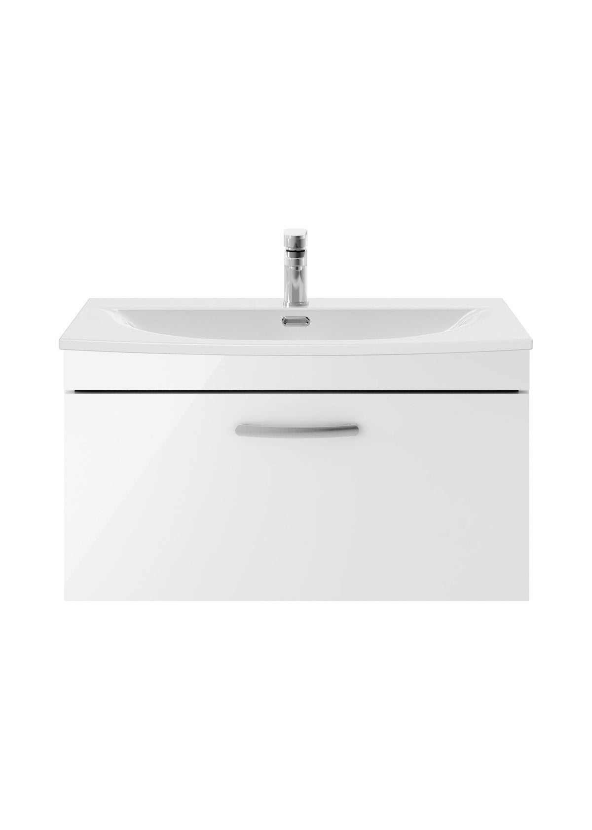 Modern Splash 800mm Gloss White 1 Drawer Wall Hung Vanity Unit With Curved Basin