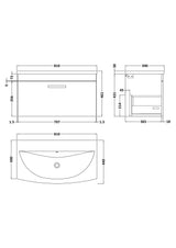 Modern Splash 800mm Gloss White 1 Drawer Wall Hung Vanity Unit With Curved Basin