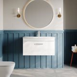 Modern Splash 800mm Gloss White 1 Drawer Wall Hung Vanity Unit With Curved Basin