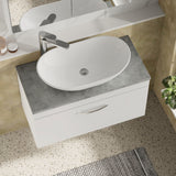 Modern Splash 800mm Gloss White Gloss White Wall Hung Vanity Unit With Bellato Grey Worktop