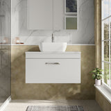 Modern Splash 805mm Gloss White  1 Drawer Wall Hung Vanity Unit With Co-ordinating Worktop
