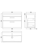 Modern Splash 800mm Anthracite Woodgrain 2 Drawer Wall Hung Vanity Unit With Thin Edge Basin