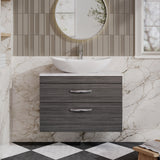 Modern Splash 800mm 2 Drawer Wall Hung Vanity Unit With Bellato Grey Worktop
