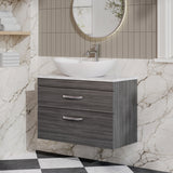 Modern Splash 800mm 2 Drawer Wall Hung Vanity Unit With Bellato Grey Worktop