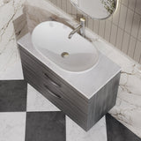 Modern Splash 800mm 2 Drawer Wall Hung Vanity Unit With Bellato Grey Worktop