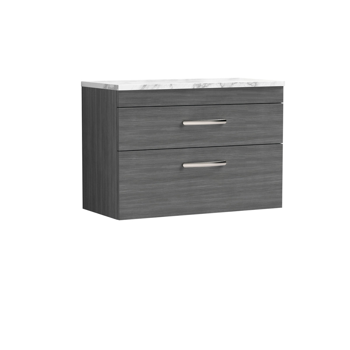 Modern Splash 805mm 2 Drawer Wall Hung Vanity Unit With Carrara Laminate Worktop