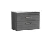 Modern Splash 805mm 2 Drawer Wall Hung Vanity Unit With Carrara Laminate Worktop