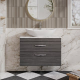 Modern Splash 805mm 2 Drawer Wall Hung Vanity Unit With Carrara Laminate Worktop