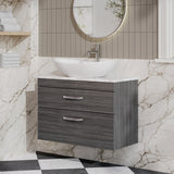 Modern Splash 805mm 2 Drawer Wall Hung Vanity Unit With Carrara Laminate Worktop