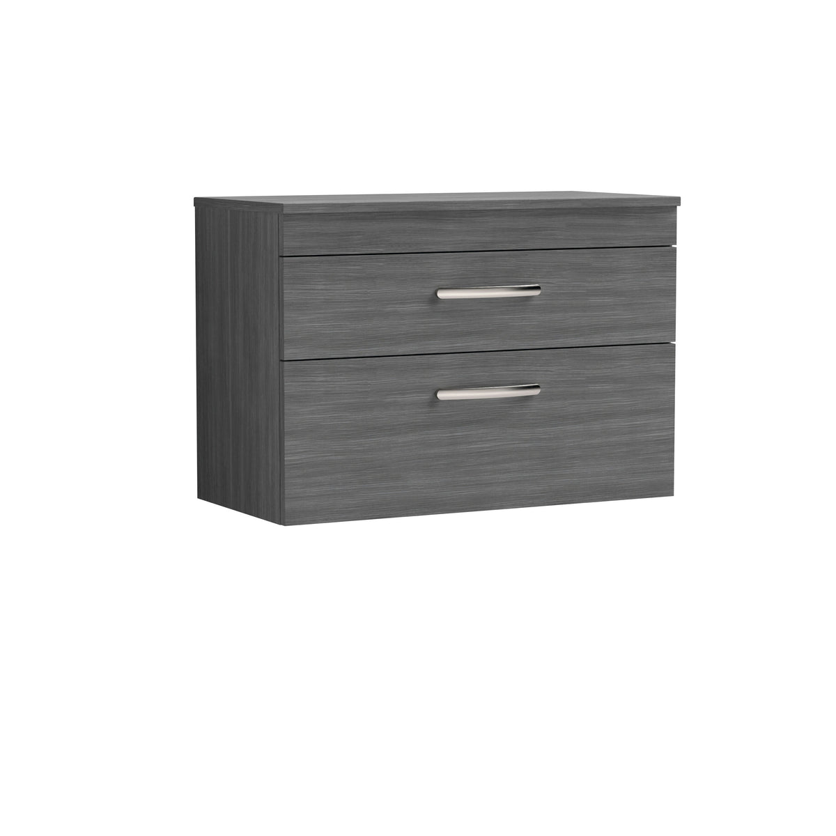 Modern Splash 800mm Anthracite Woodgrain 2 Drawer Wall Hung Vanity Unit With Co-ordinating Worktop