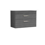 Modern Splash 800mm Anthracite Woodgrain 2 Drawer Wall Hung Vanity Unit With Co-ordinating Worktop