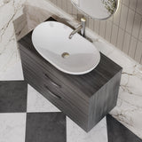 Modern Splash 800mm Anthracite Woodgrain 2 Drawer Wall Hung Vanity Unit With Co-ordinating Worktop