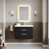 Modern Splash 800mm Charcoal Black 2 Drawer Wall Hung Vanity Unit With Mid-Edge Basin
