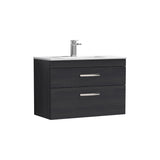 Modern Splash 800mm Charcoal Black 2 Drawer Wall Hung Vanity Unit With Minimalist Basin
