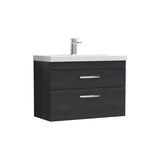 Modern Splash 800mm Charcoal Black 2 Drawer Wall Hung Vanity Unit With Thin Edge Basin