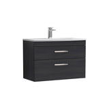 Modern Splash 800mm Charcoal Black 2 Drawer Wall Hung Vanity Unit With Curved Basin
