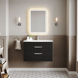 Modern Splash 800mm Charcoal Black 2 Drawer Wall Hung Vanity Unit With Curved Basin