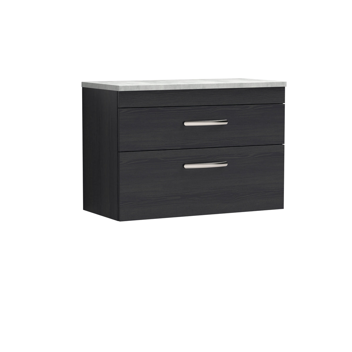 Modern Splash 800mm Charcoal Black 2 Drawer Wall Hung Vanity Unit With Bellato Grey Worktop