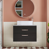 Modern Splash 800mm Charcoal Black 2 Drawer Wall Hung Vanity Unit With Bellato Grey Worktop