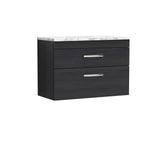 Modern Splash 800mm Charcoal Black 2 Drawer Wall Hung Vanity Unit With Carrara Laminate Worktop