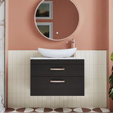 Modern Splash 800mm Charcoal Black 2 Drawer Wall Hung Vanity Unit With Carrara Laminate Worktop