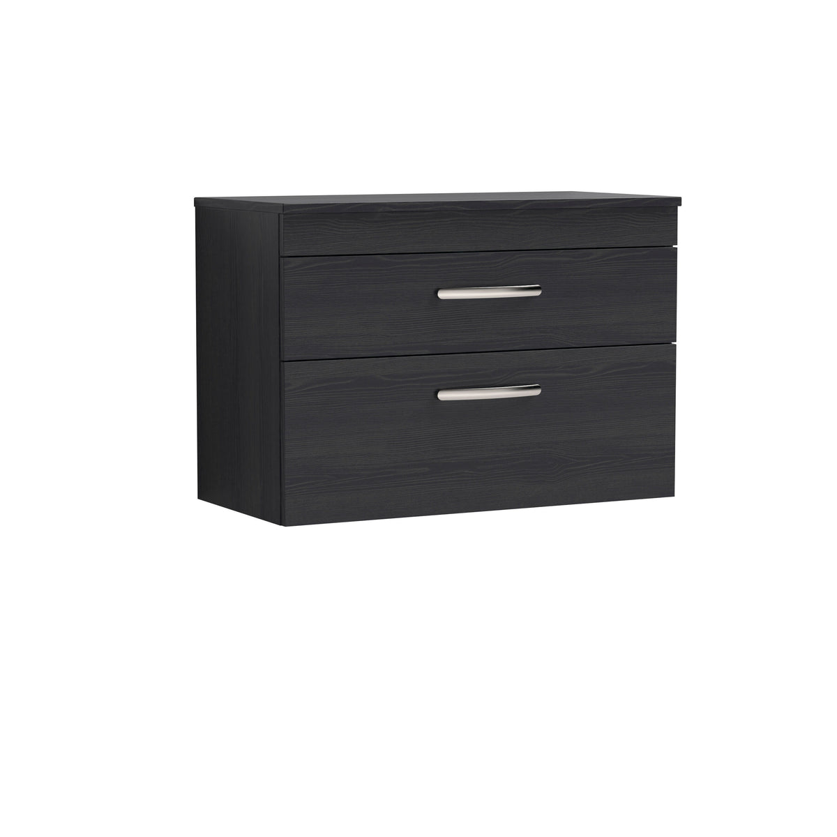 Modern Splash 800mm Charcoal Black 2 Drawer Wall Hung Vanity Unit With Co-ordinating Worktop