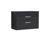 Modern Splash 800mm Charcoal Black 2 Drawer Wall Hung Vanity Unit With Co-ordinating Worktop