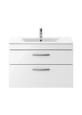 Modern Splash 800mm Gloss White 2 Drawer Wall Hung Vanity Unit With Minimalist Basin