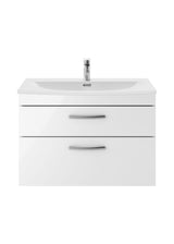 Modern Splash 800mm Gloss White 2 Drawer Wall Hung Vanity Unit With Curved Basin