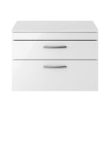 Modern Splash 800mm Gloss White 2 Drawer Wall Hung Vanity Unit With Co-ordinating Worktop