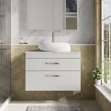 Modern Splash 800mm Gloss White 2 Drawer Wall Hung Vanity Unit With Co-ordinating Worktop