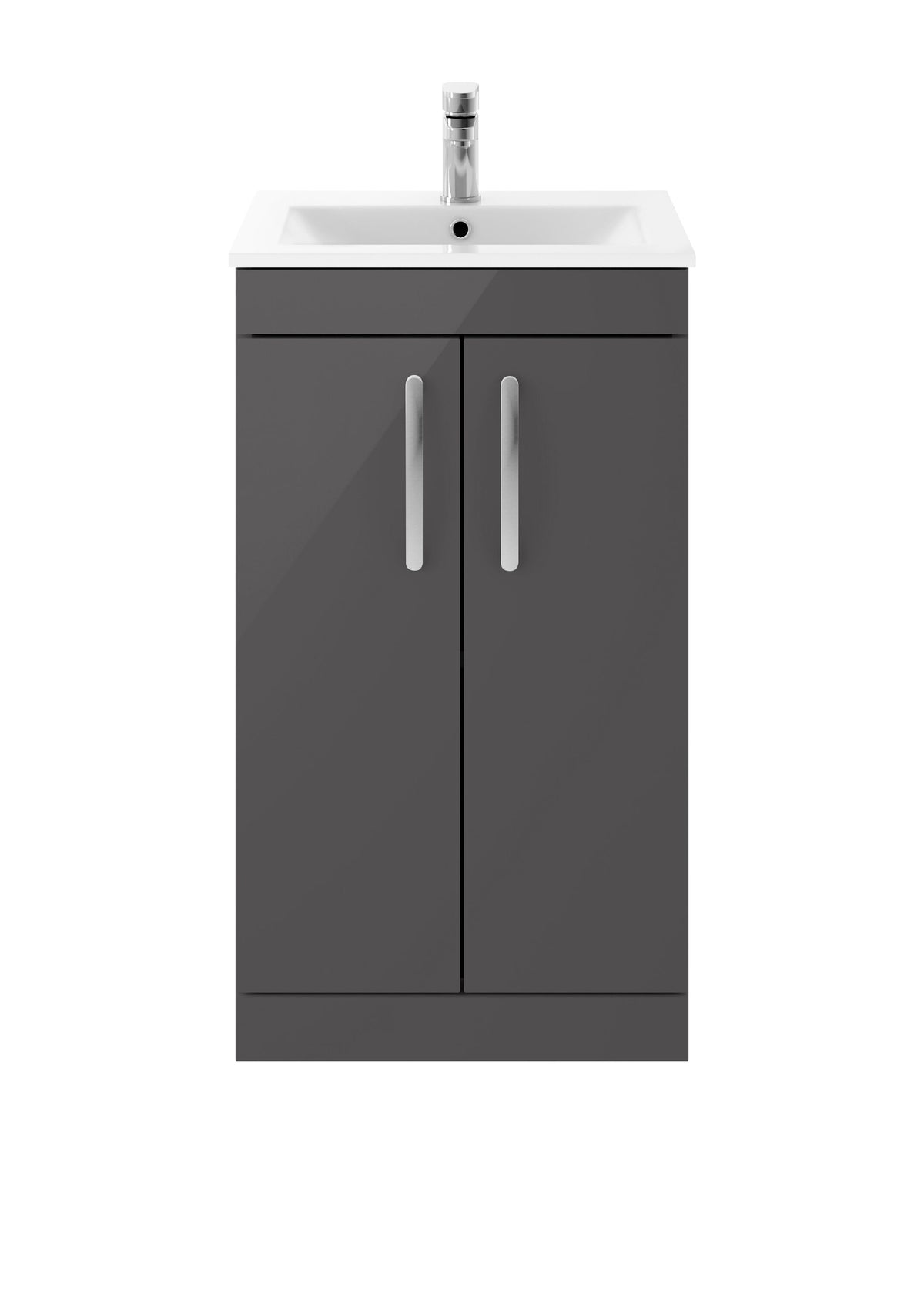 Modern Splash 500mm Gloss Grey 2 Door Floor Standing Cabinet With Minimalist Basin