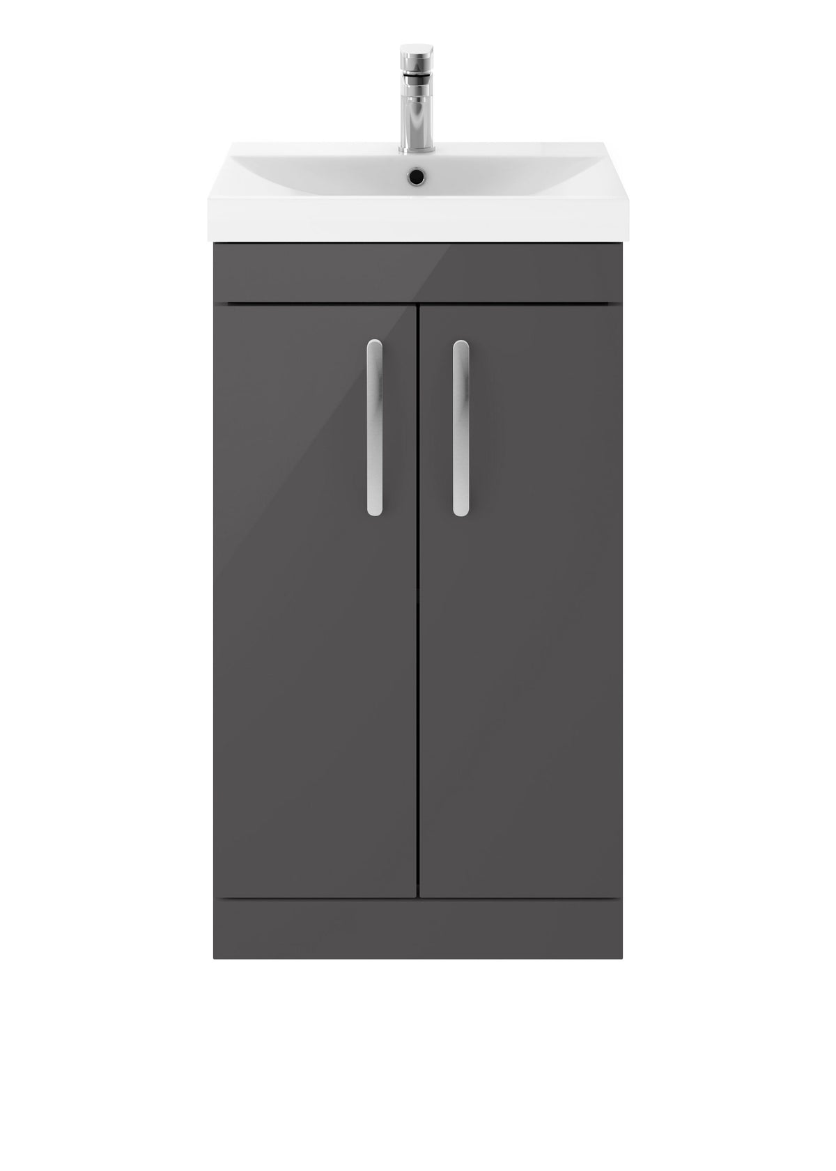 Modern Splash 500mm Gloss Grey 2 Door Floor Standing Cabinet With Thin Edge Basin