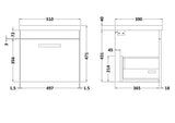 Modern Splash 500mm Gloss Grey 1 Drawer Wall Hung Cabinet With Mid-Edge Basin