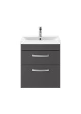 Modern Splash 500mm Gloss Grey 2 Drawer Wall Hung Cabinet With Mid-Edge Basin