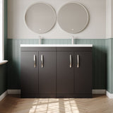 Modern Splash 1200mm Gloss Grey 4 Door Floor Standing Cabinet With 2 Tap Hole Polymarble basin